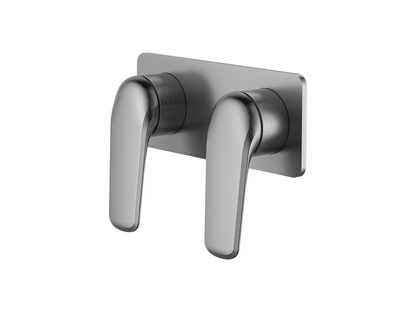 Sequoia Twin Shower/Bath Mixer Separate Square Plate Brushed Nickel