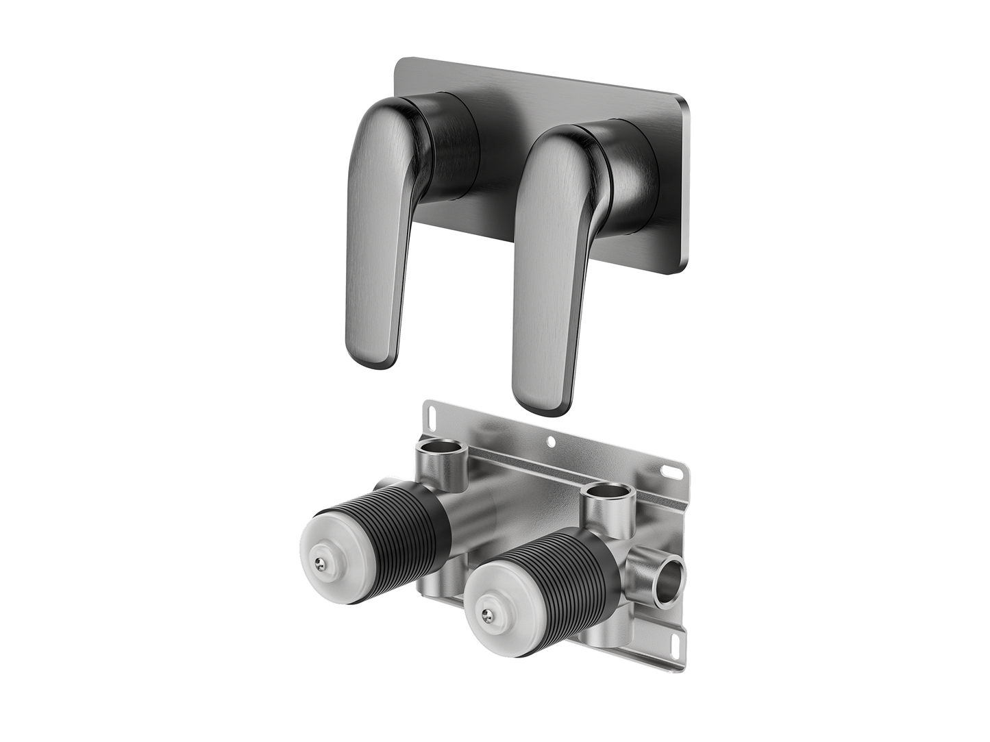 Sequoia Twin Shower/Bath Mixer Square Plate
