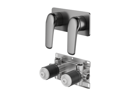 Sequoia Twin Shower/Bath Mixer Square Plate