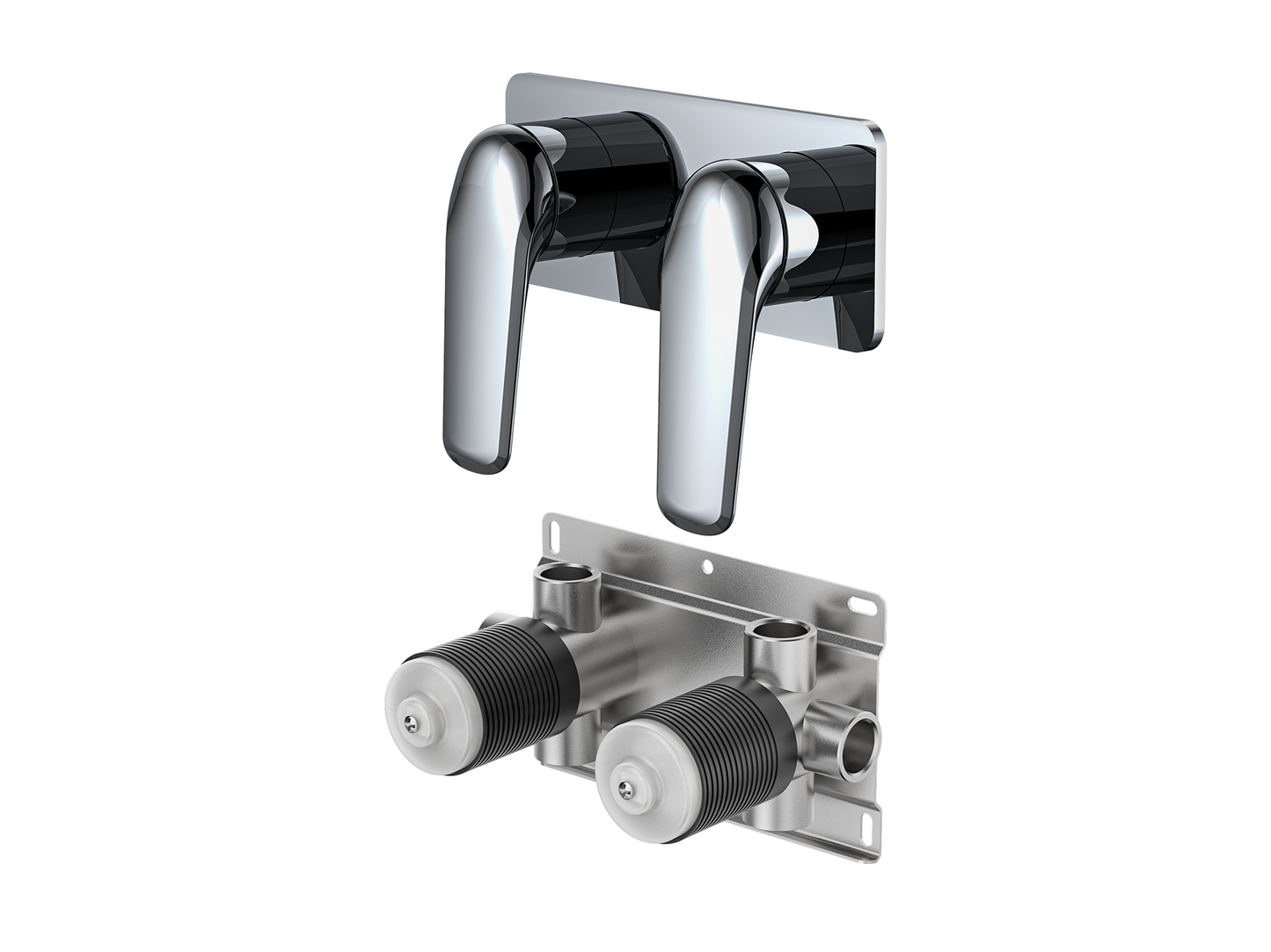 Sequoia Twin Shower/Bath Mixer Square Plate