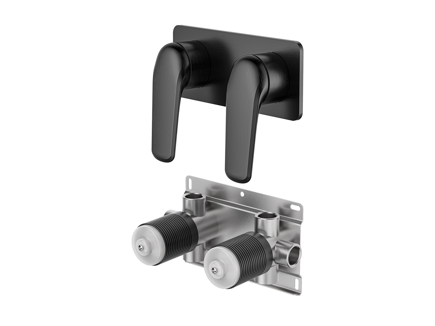 Sequoia Twin Shower/Bath Mixer Square Plate