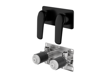 Sequoia Twin Shower/Bath Mixer Square Plate