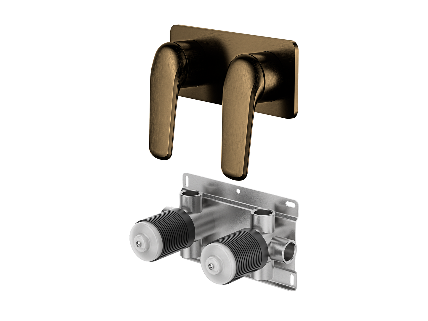 Sequoia Twin Shower/Bath Mixer Square Plate