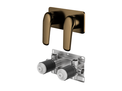 Sequoia Twin Shower/Bath Mixer Square Plate
