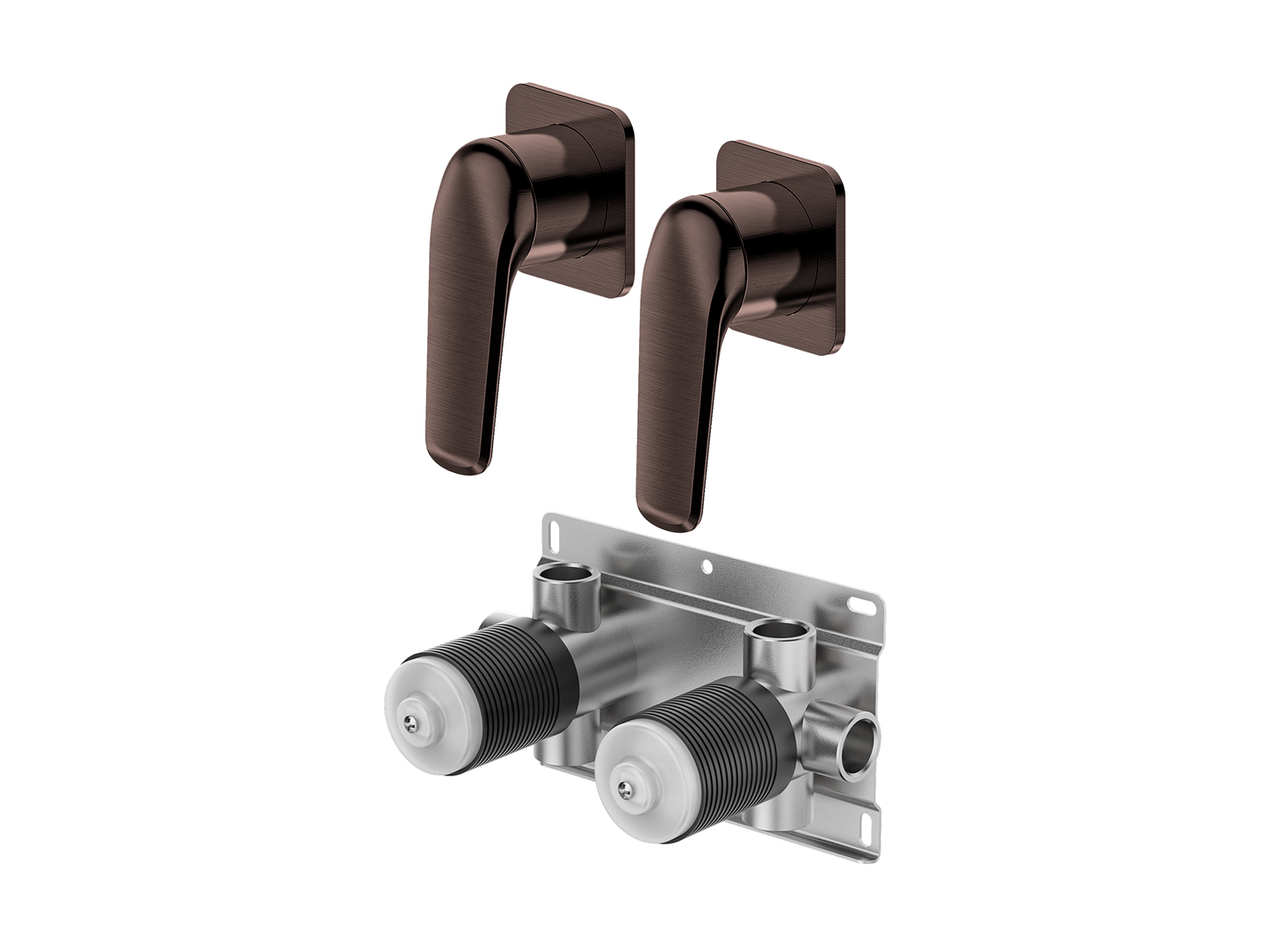 Sequoia Twin Shower/Bath Mixer Separate Square Plates