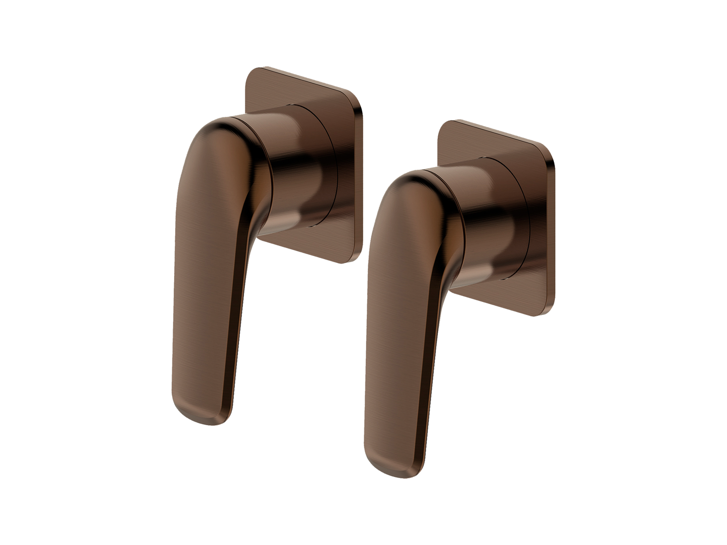 Sequoia Twin Shower/Bath Mixer Separate Square Plates Brushed Copper