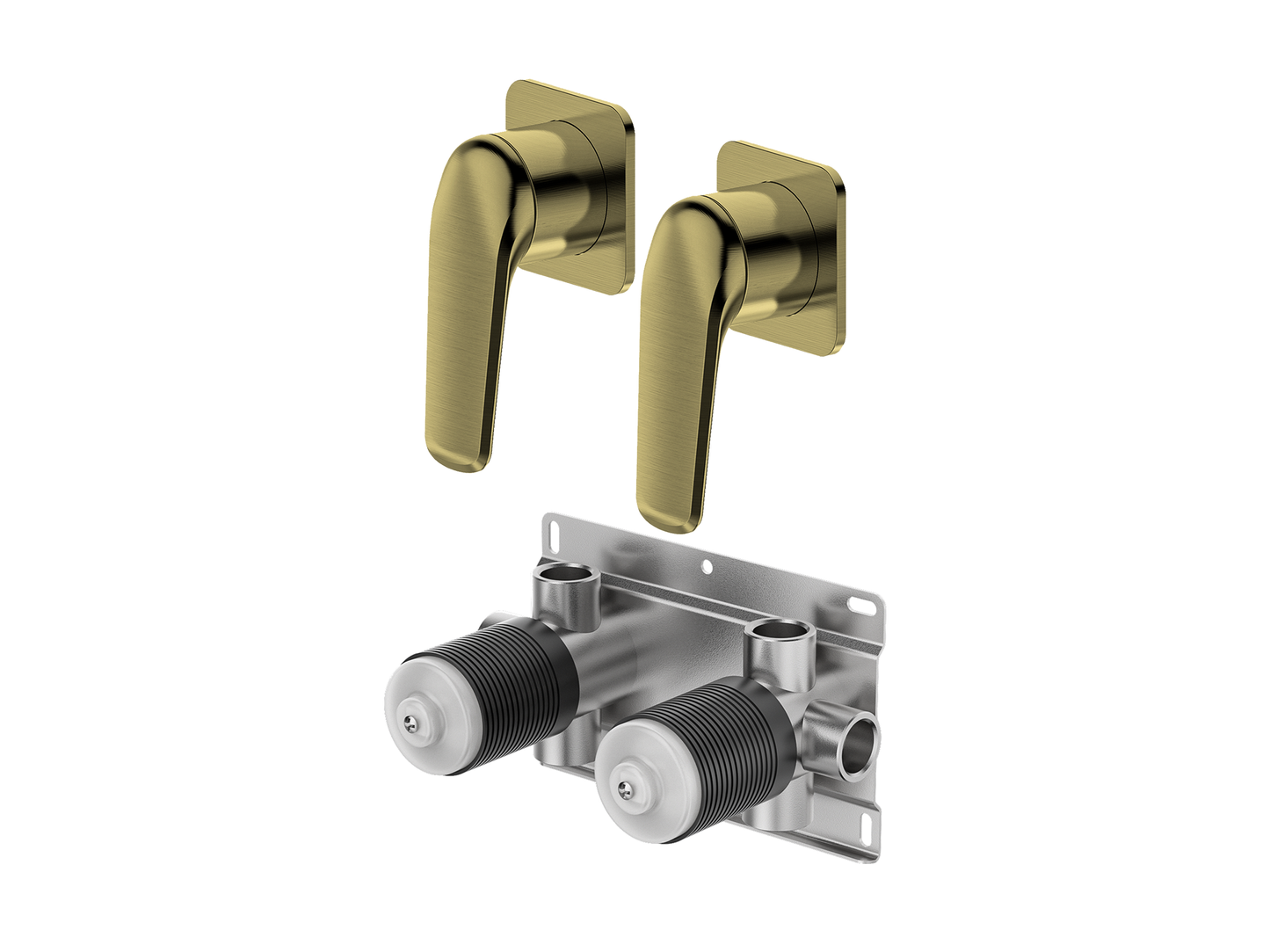 Sequoia Twin Shower/Bath Mixer Separate Square Plates