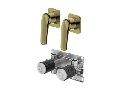 Sequoia Twin Shower/Bath Mixer Separate Square Plates