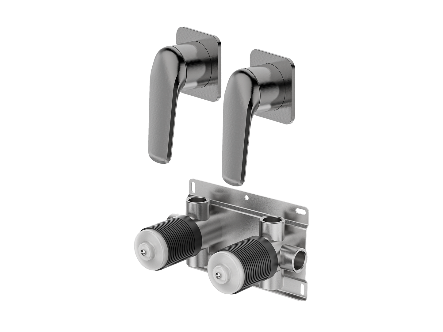 Sequoia Twin Shower/Bath Mixer Separate Square Plates