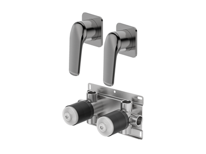 Sequoia Twin Shower/Bath Mixer Separate Square Plates