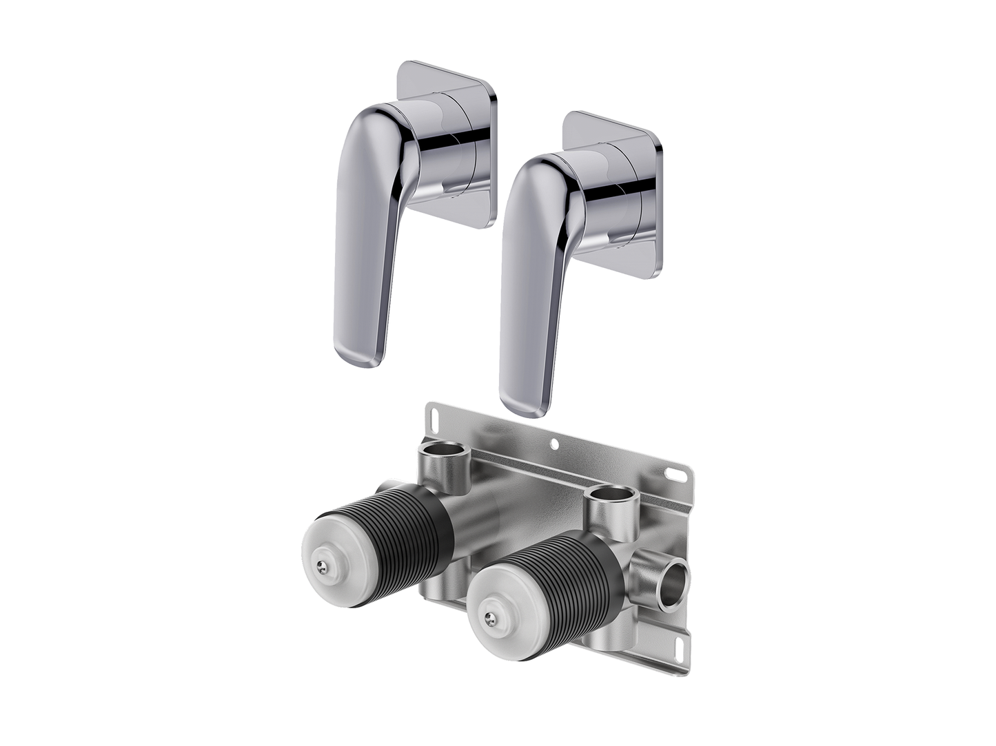 Sequoia Twin Shower/Bath Mixer Separate Square Plates