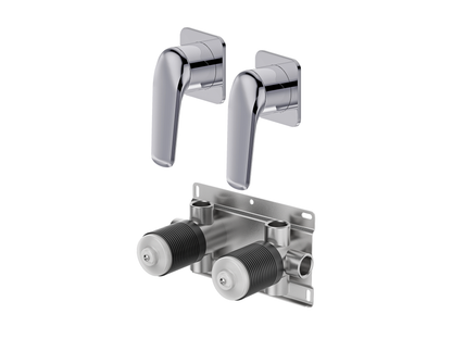 Sequoia Twin Shower/Bath Mixer Separate Square Plates
