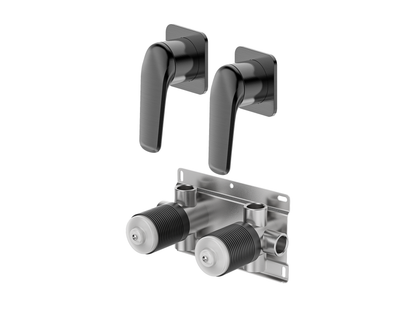 Sequoia Twin Shower/Bath Mixer Separate Square Plates