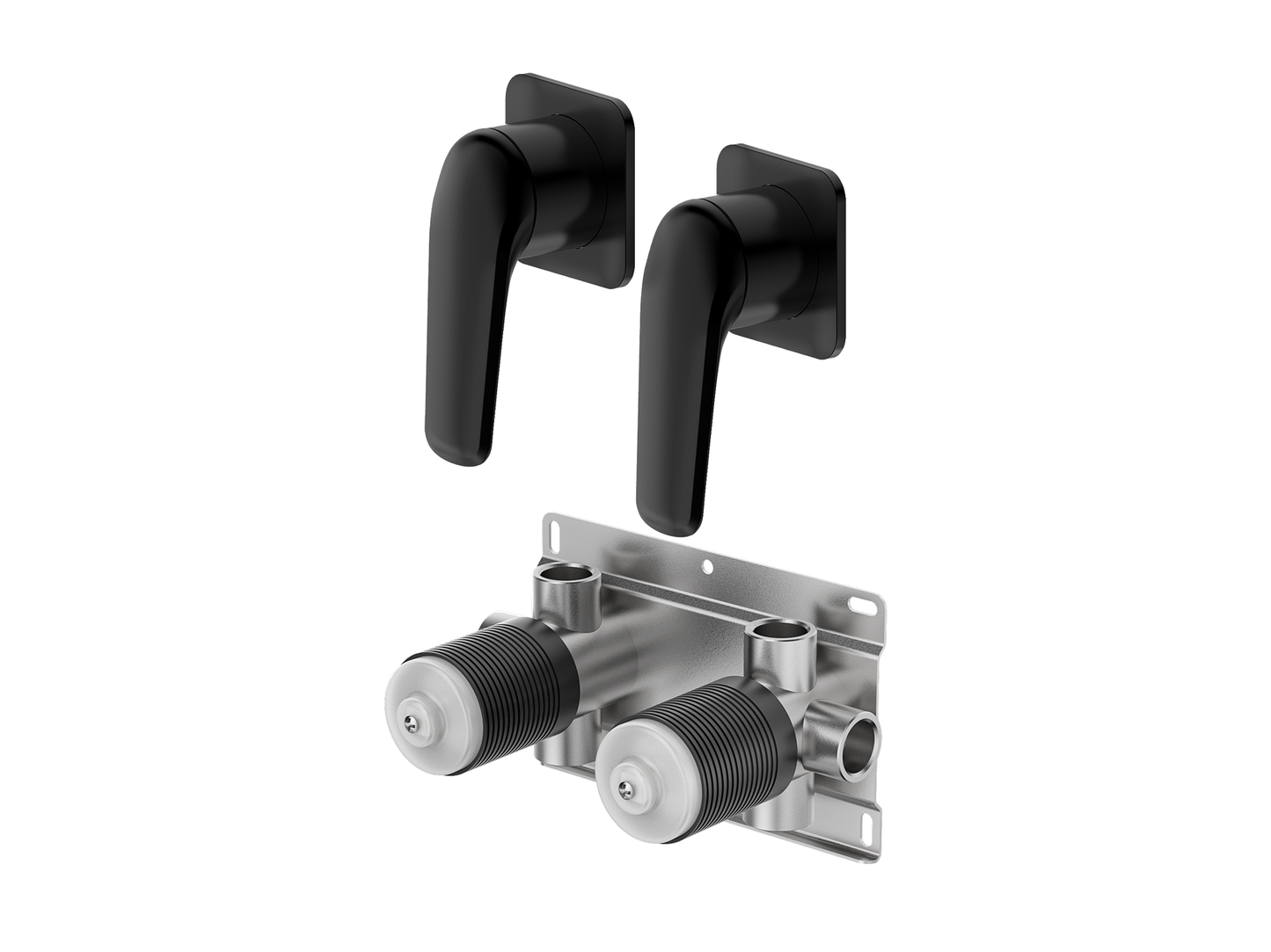 Sequoia Twin Shower/Bath Mixer Separate Square Plates