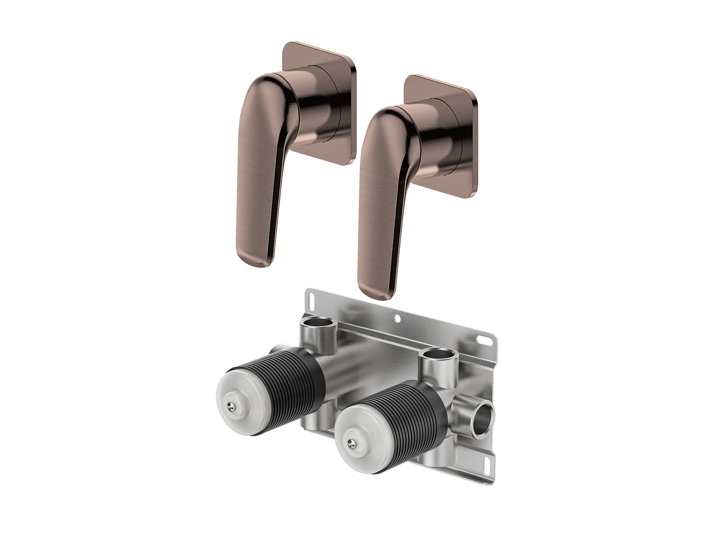 Sequoia Twin Shower/Bath Mixer Separate Square Plates