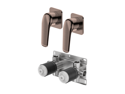 Sequoia Twin Shower/Bath Mixer Separate Square Plates