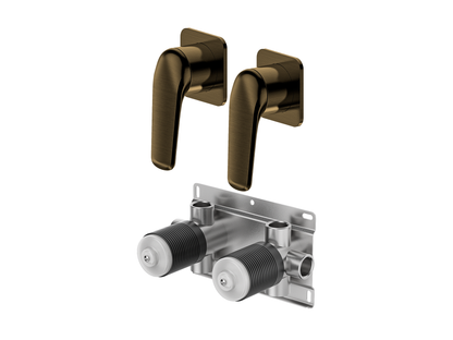 Sequoia Twin Shower/Bath Mixer Separate Square Plates