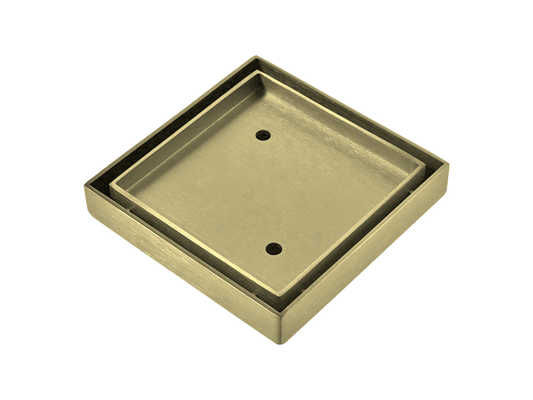 115 x 115mm SS304 Tile Insert Floor Grate Brushed Gold