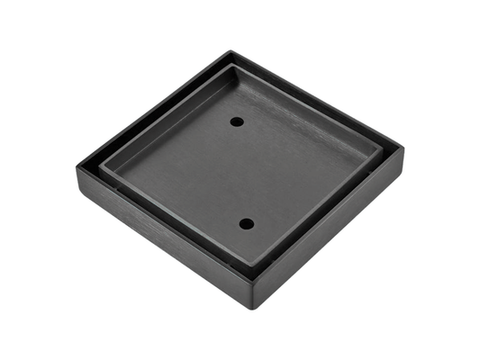 115 x 115mm SS304 Tile Insert Floor Grate Gun Metal