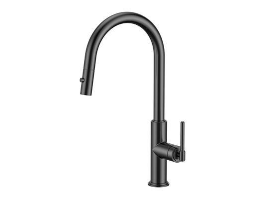 Wollemi Gooseneck Pullout Sink Mixer with Vegie Spray Gun Metal